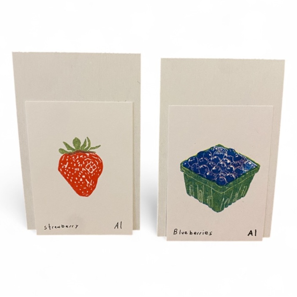 ANASTASIA INCIARDI Mini Print Bundle Two Fruit Prints NWT Strawberry& Blueberry